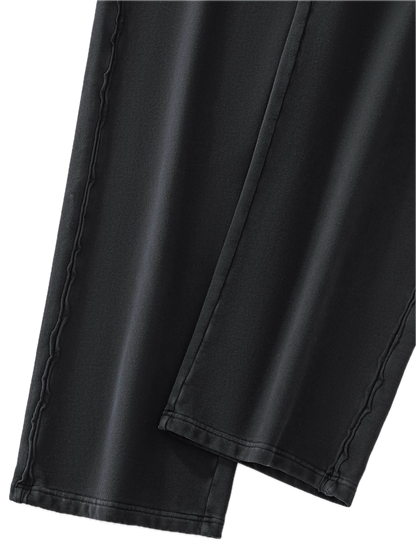 BLACK ENZYME WASHED WIDE-LEG SWEATPANTS