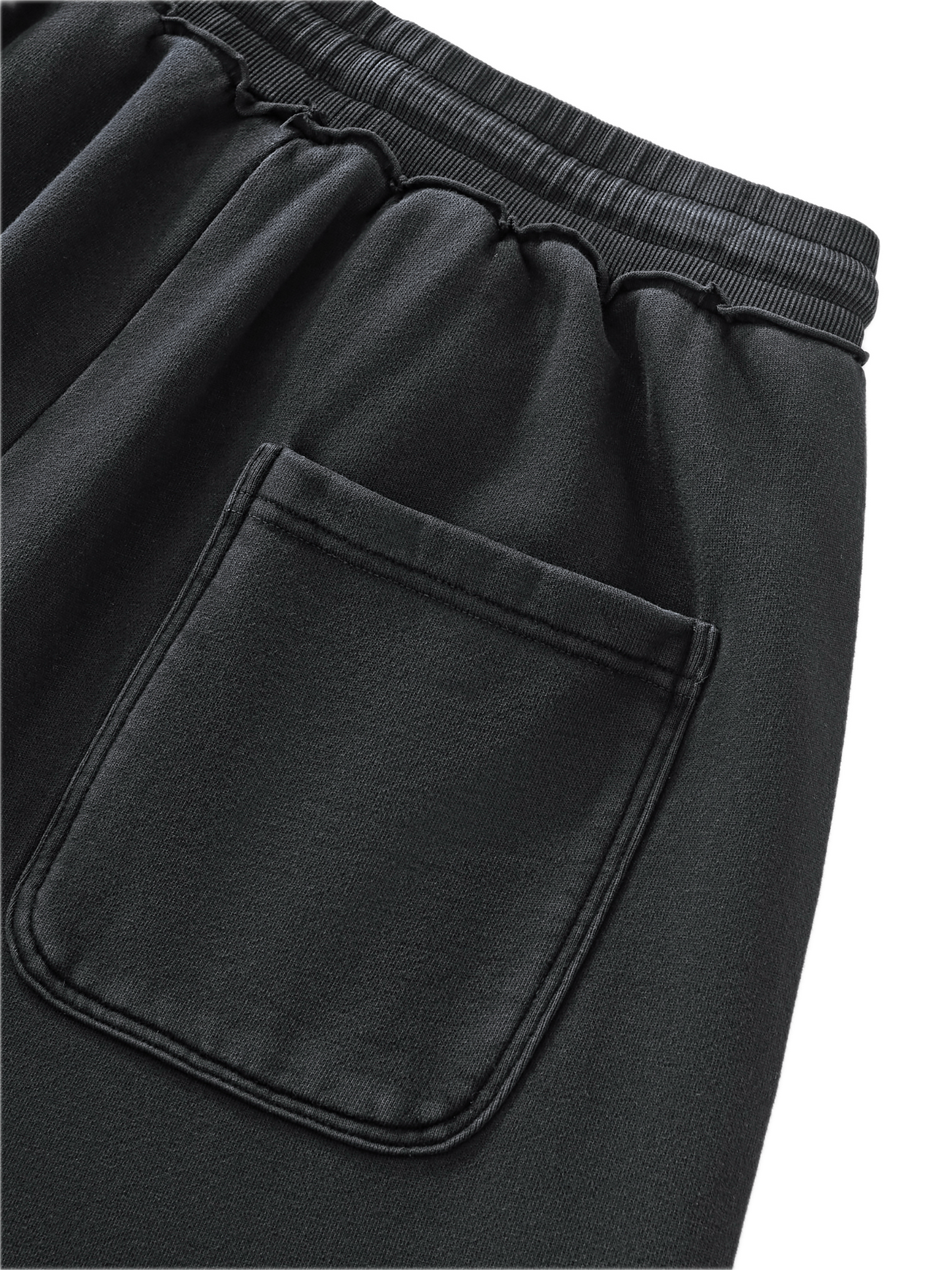 BLACK ENZYME WASHED WIDE-LEG SWEATPANTS