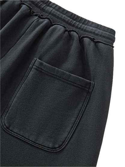BLACK ENZYME WASHED WIDE-LEG SWEATPANTS