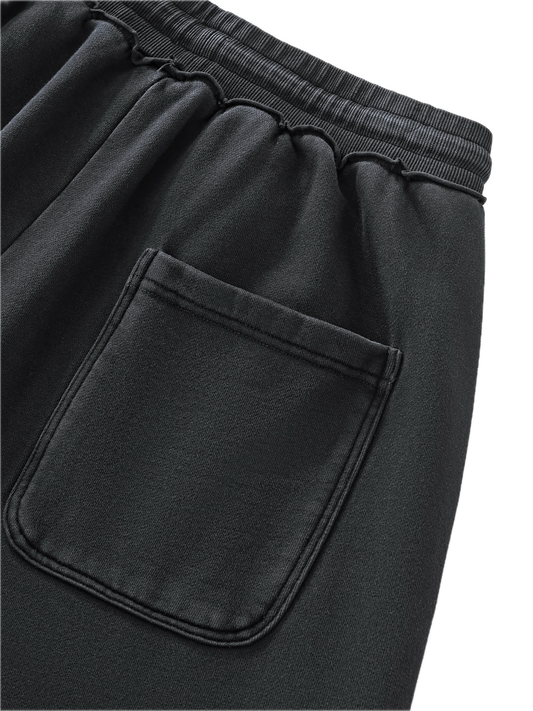 BLACK ENZYME WASHED WIDE-LEG SWEATPANTS