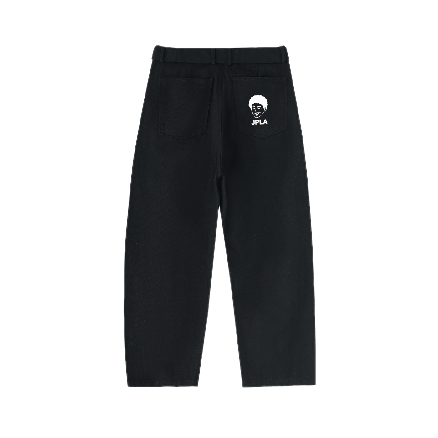 BLACK TWISTED-SEAM BELTED PANTS