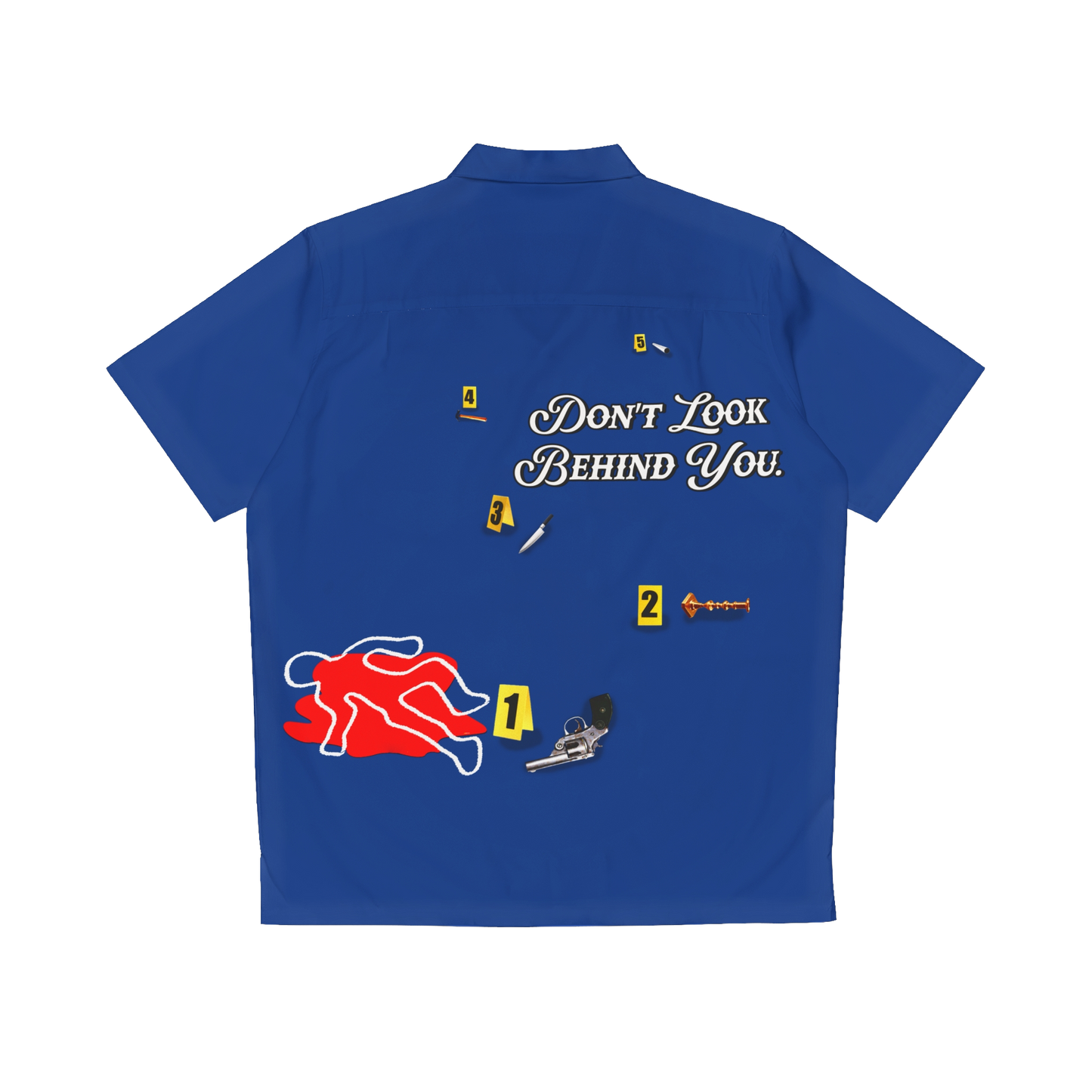 BLUE CRIME SCENE BUTTON UP