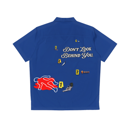 BLUE CRIME SCENE BUTTON UP
