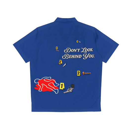 BLUE CRIME SCENE BUTTON UP