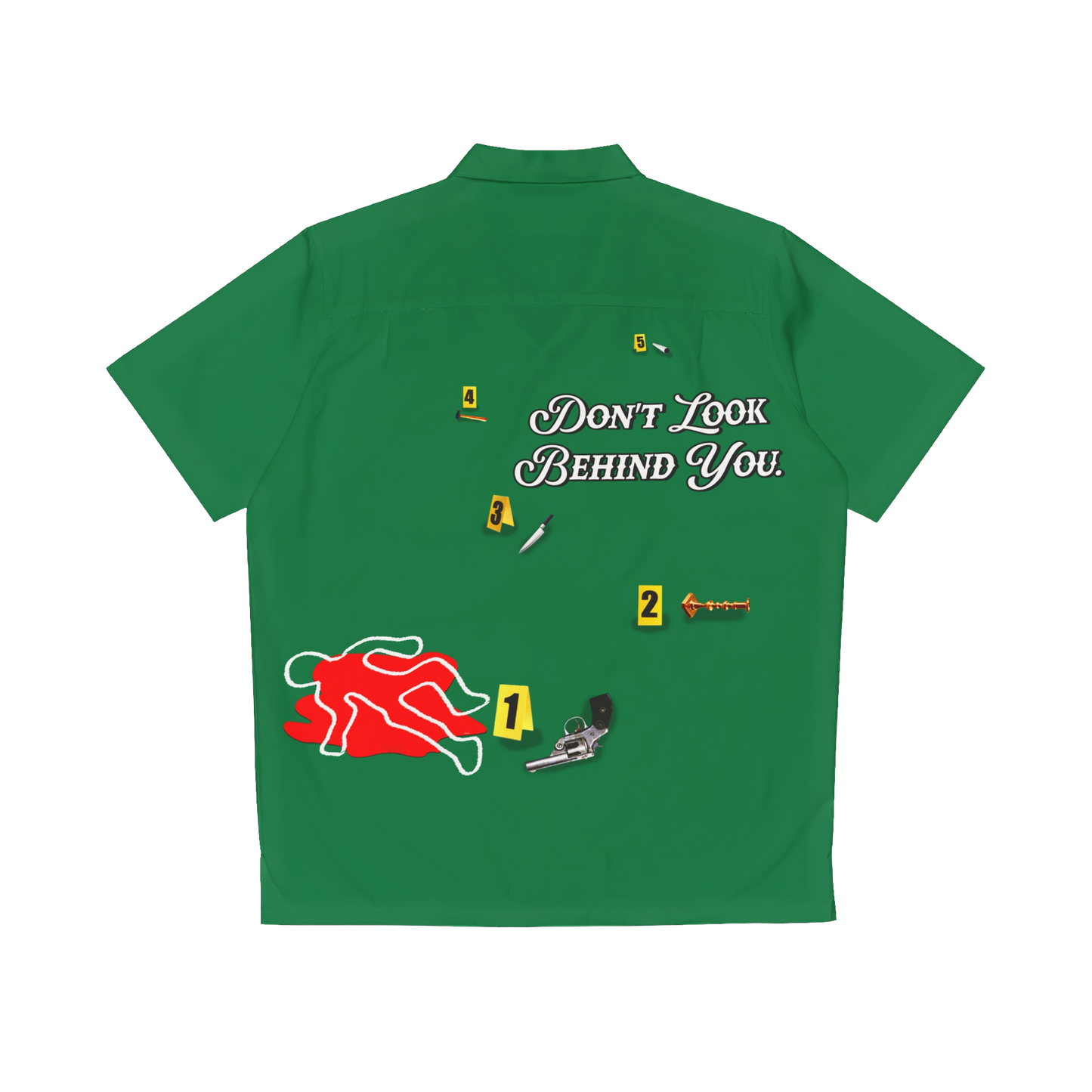 GREEN CRIME SCENE BUTTON UP