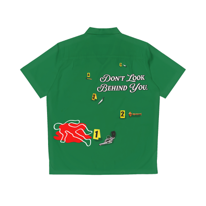 GREEN CRIME SCENE BUTTON UP