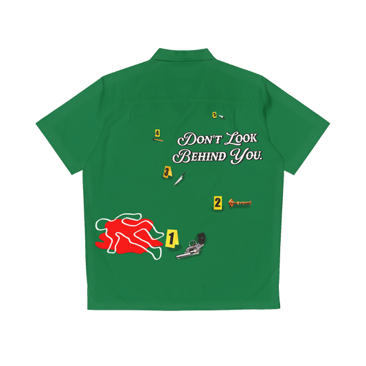 GREEN CRIME SCENE BUTTON UP