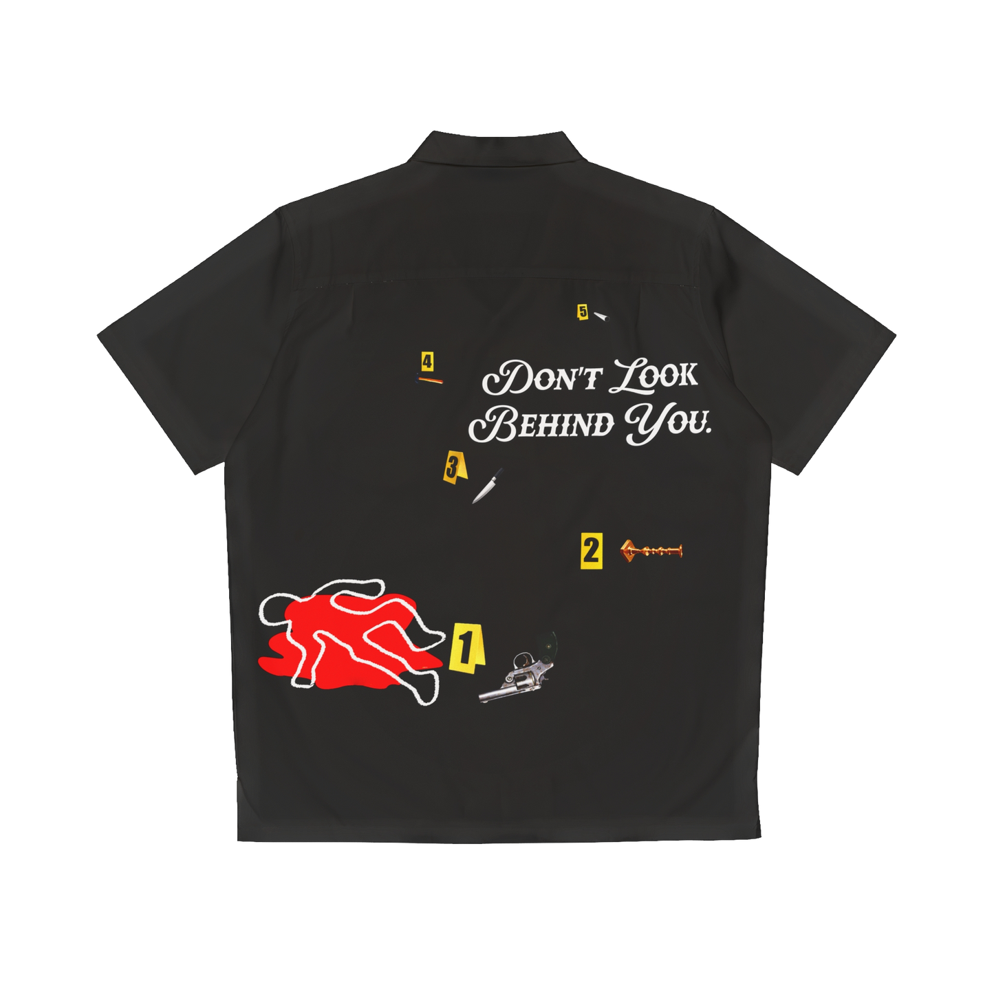 BLACK CRIME SCENE BUTTON UP