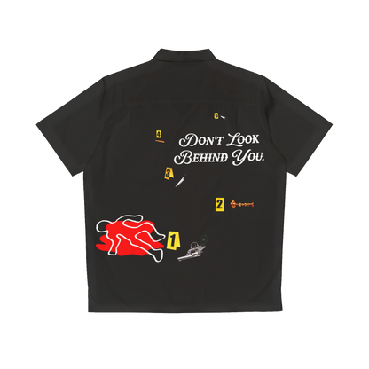 BLACK CRIME SCENE BUTTON UP