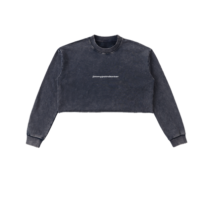 SNOW WASHED CROP TOP CREWNECK SWEATSHIRT