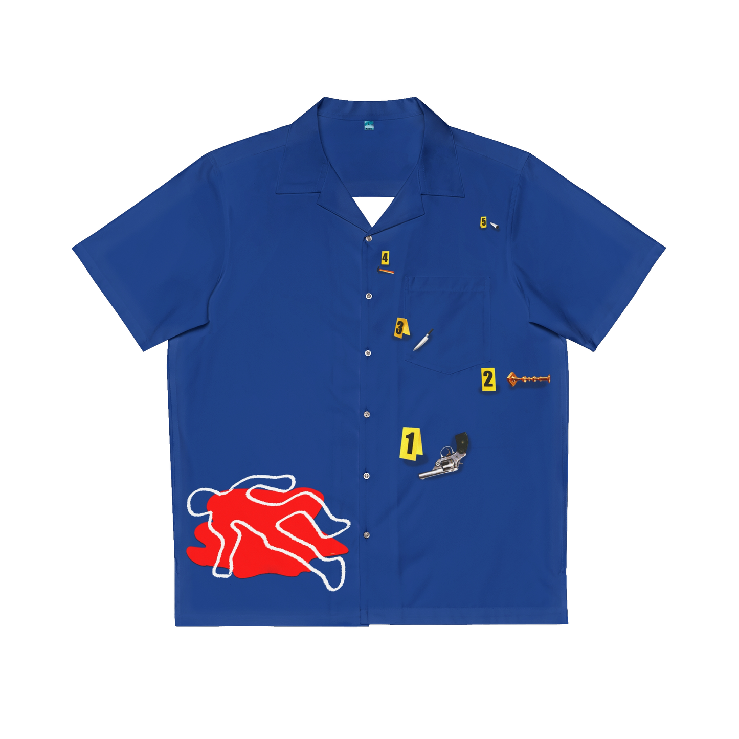 BLUE CRIME SCENE BUTTON UP