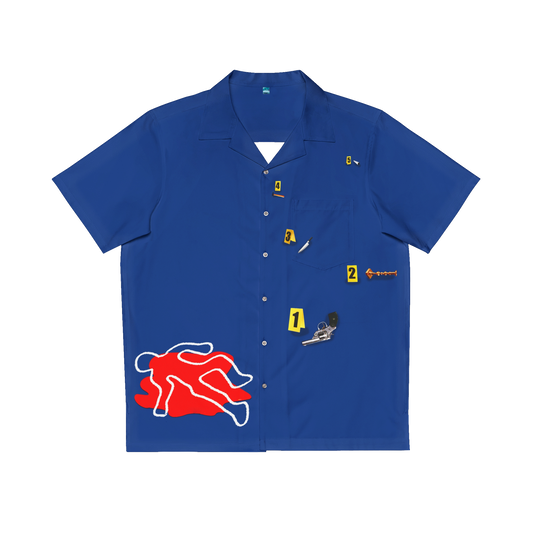 BLUE CRIME SCENE BUTTON UP