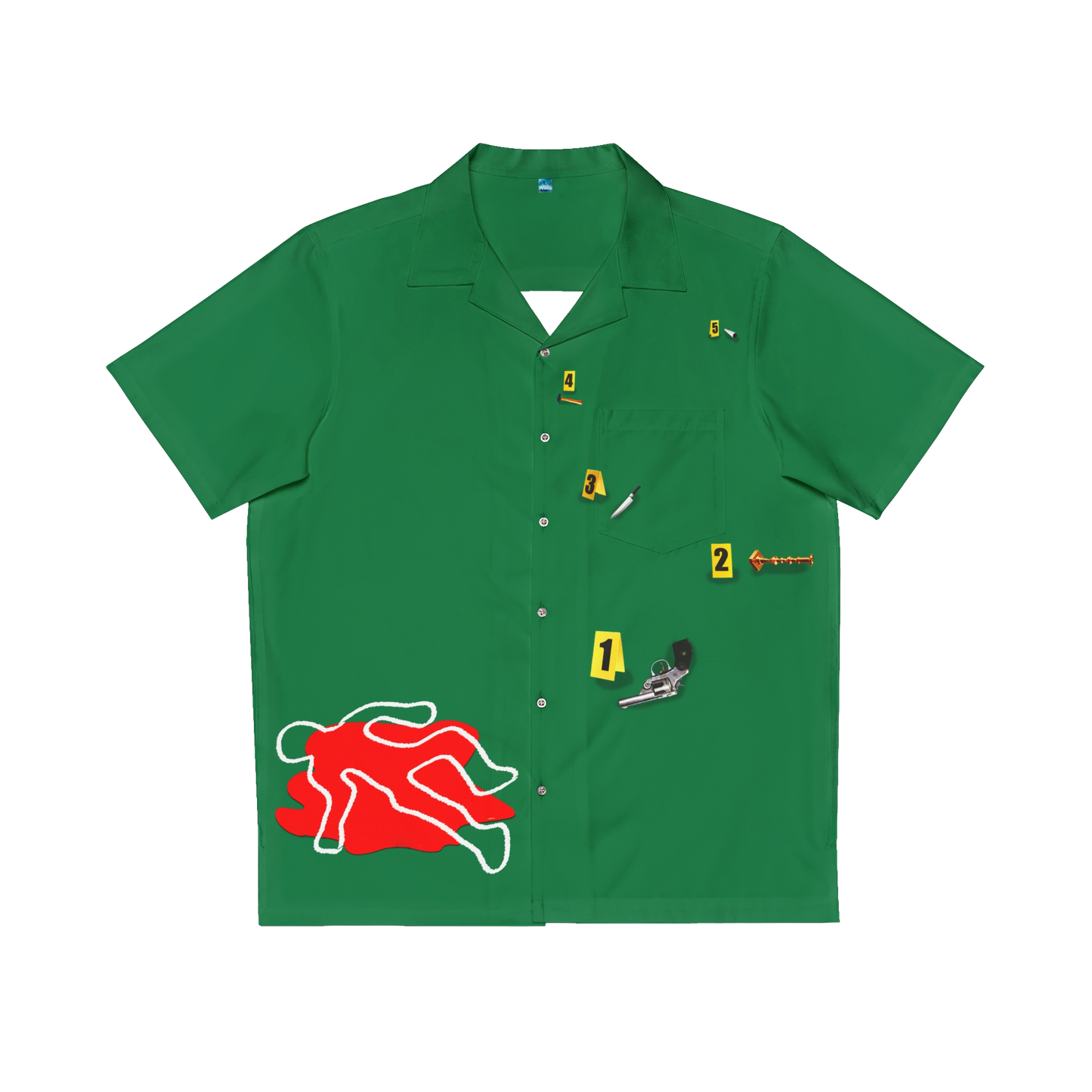 GREEN CRIME SCENE BUTTON UP
