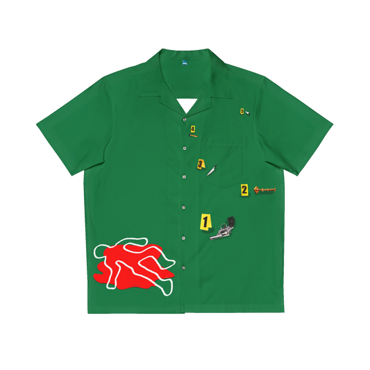 GREEN CRIME SCENE BUTTON UP