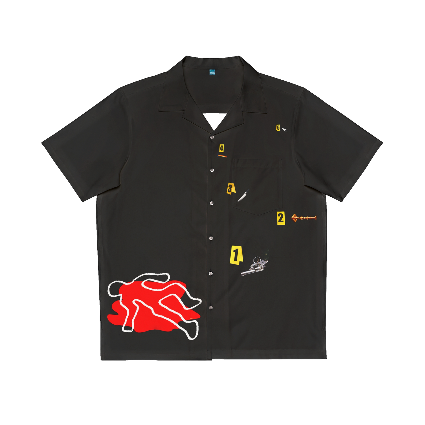 BLACK CRIME SCENE BUTTON UP