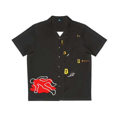 BLACK CRIME SCENE BUTTON UP