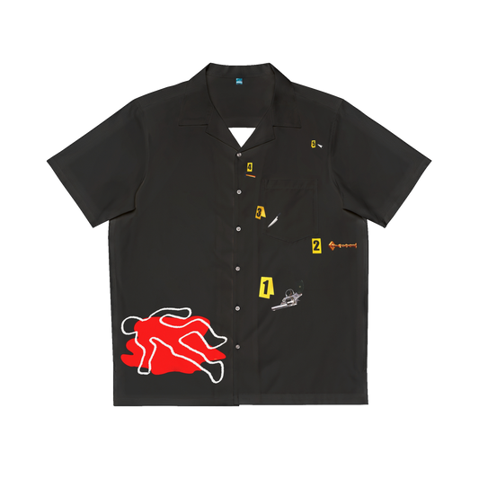 BLACK CRIME SCENE BUTTON UP