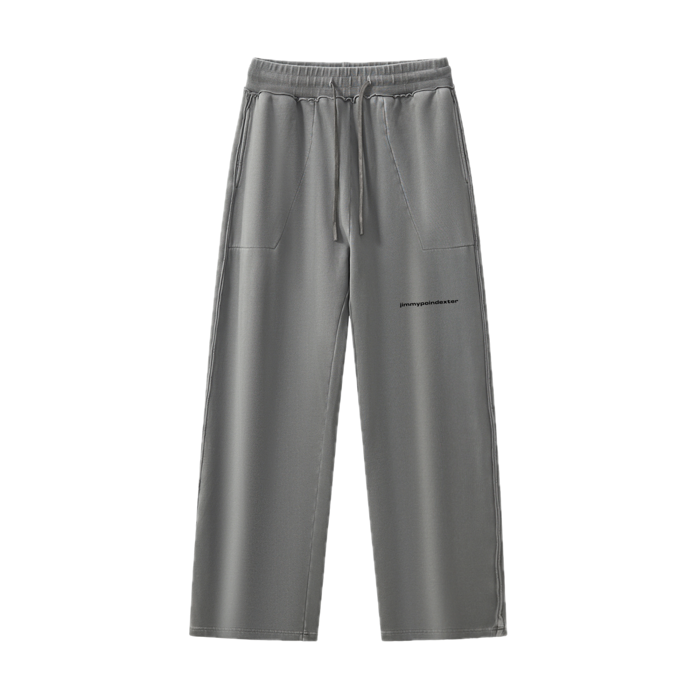 GRAY ENZYME WASHED WIDE-LEG SWEATPANTS