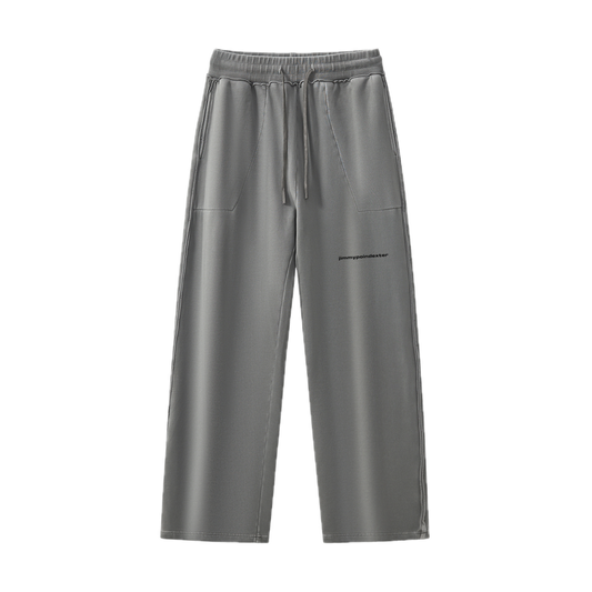 GRAY ENZYME WASHED WIDE-LEG SWEATPANTS