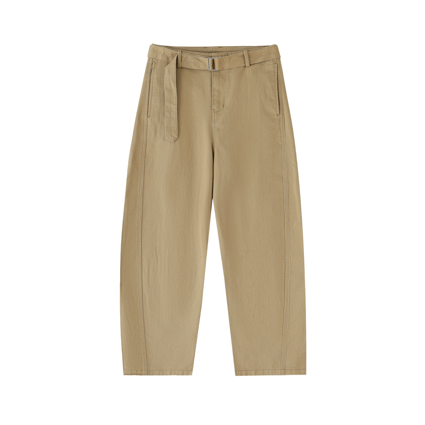 KHAKI TWISTED-SEAM BELTED PANTS