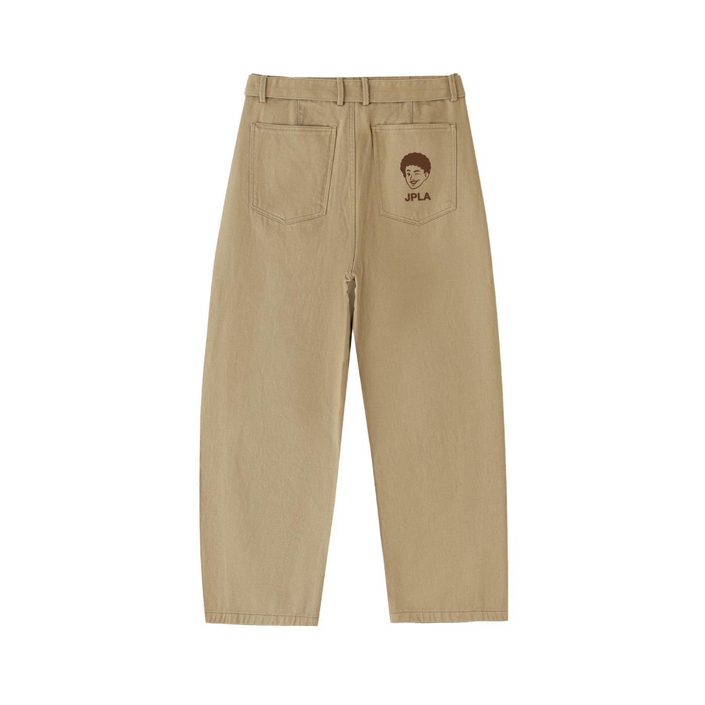 KHAKI TWISTED-SEAM BELTED PANTS