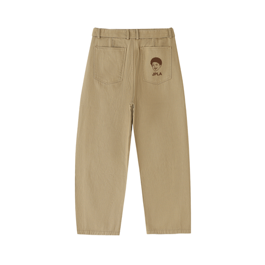 KHAKI TWISTED-SEAM BELTED PANTS