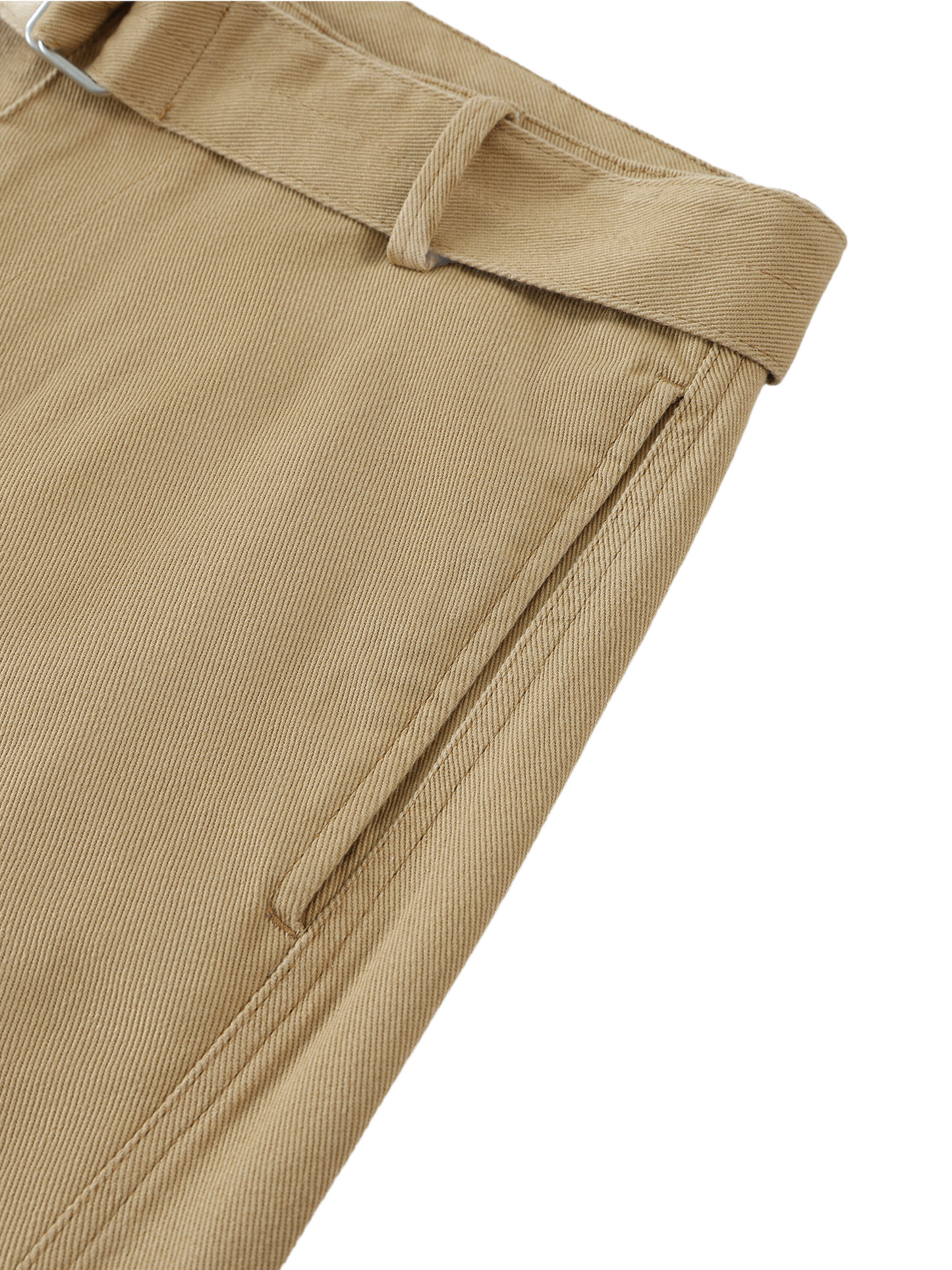 KHAKI TWISTED-SEAM BELTED PANTS