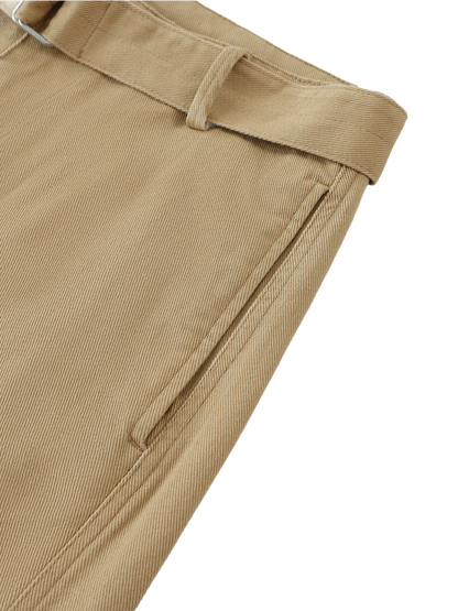 KHAKI TWISTED-SEAM BELTED PANTS