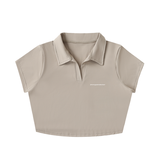 SAND V-NECK CROP TOP POLO