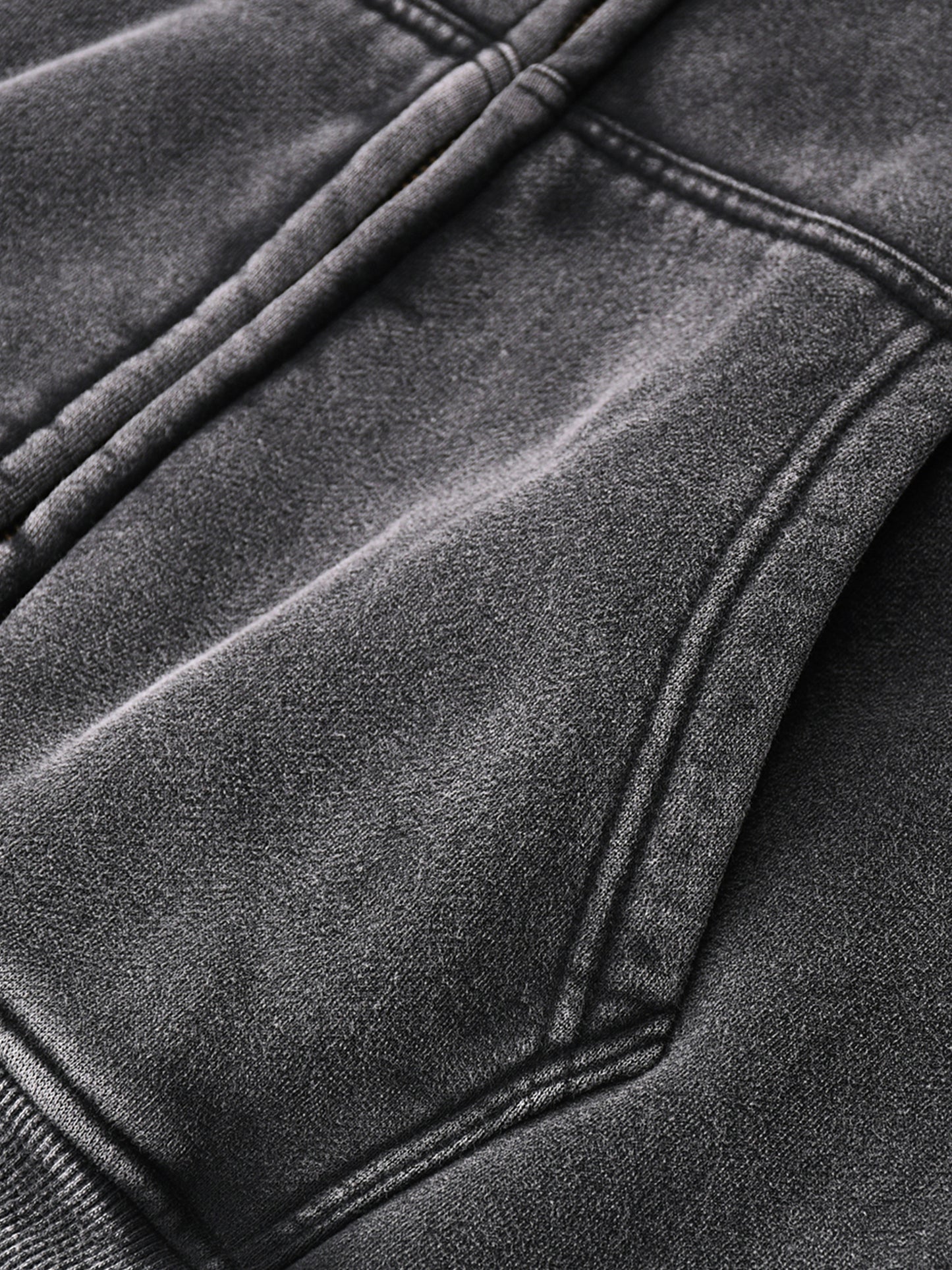 SNOW WASHED ZIP-THROUGH BOXY HOODIE