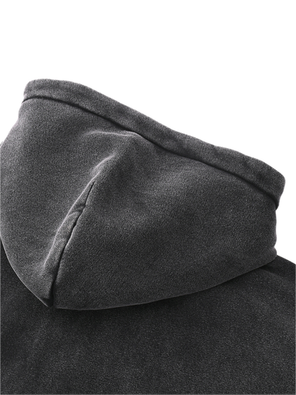 SNOW WASHED ZIP-THROUGH BOXY HOODIE