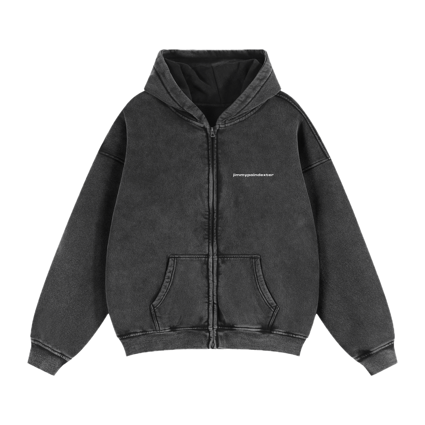 SNOW WASHED ZIP-THROUGH BOXY HOODIE