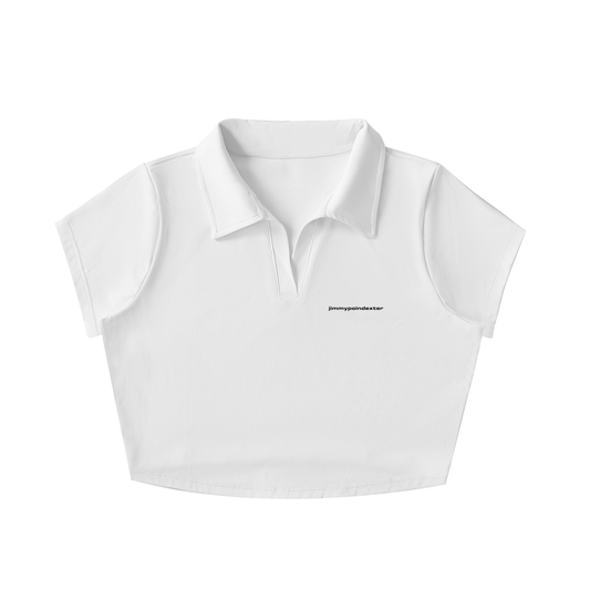 WHITE V-NECK CROP TOP POLO